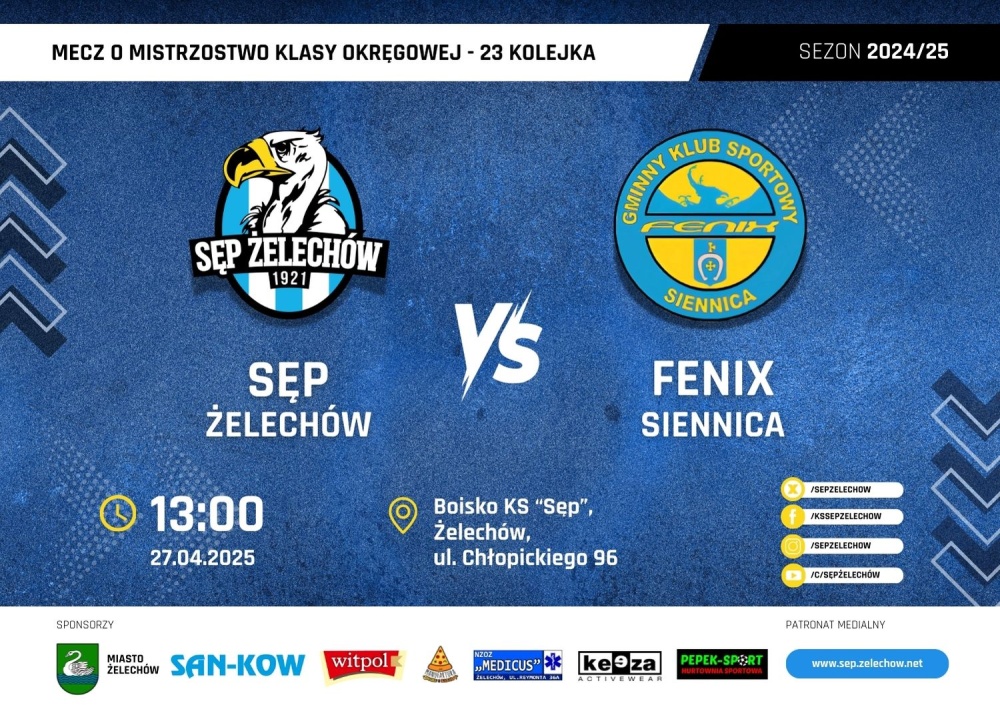 Plakat Meczowy Sęp - Fenix Sienncia 2025-04-27
